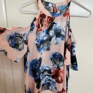Floral cold shoulder top